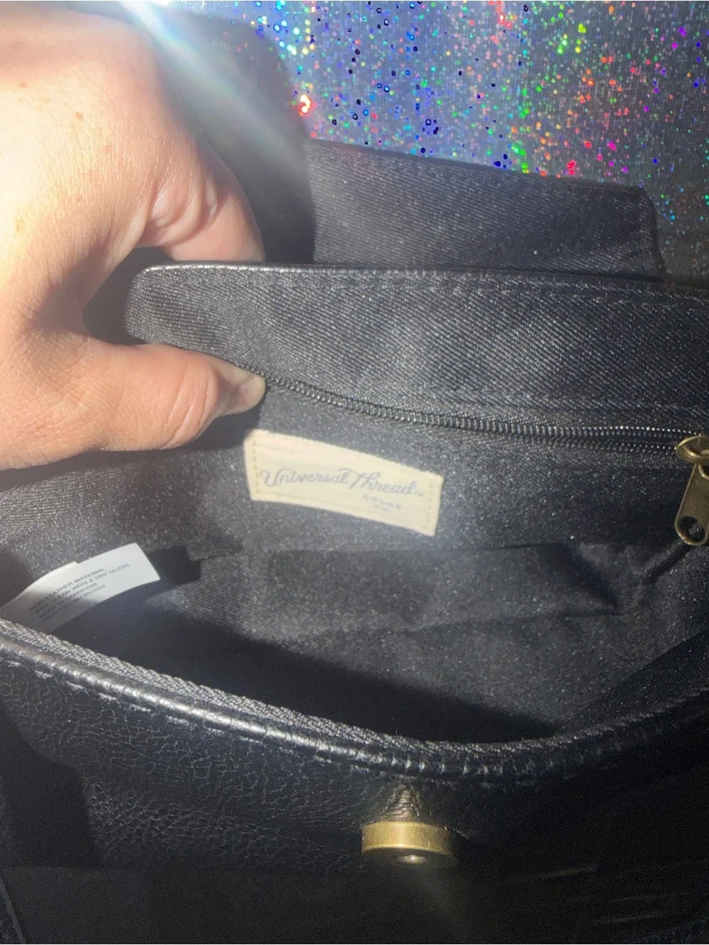 Universal Thread Black Faux Leather Envelope Crossbody Bag Adjustable Strap